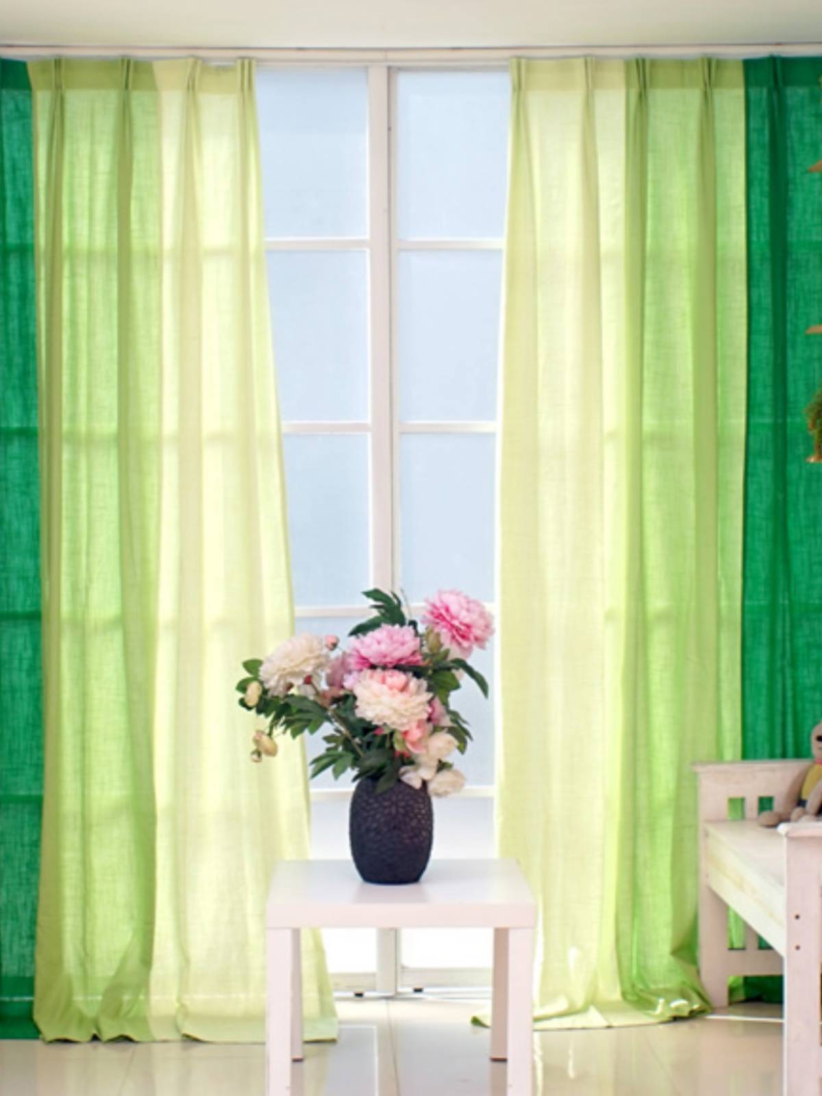 Curvy cotton linen semi -shading French style finished curtain