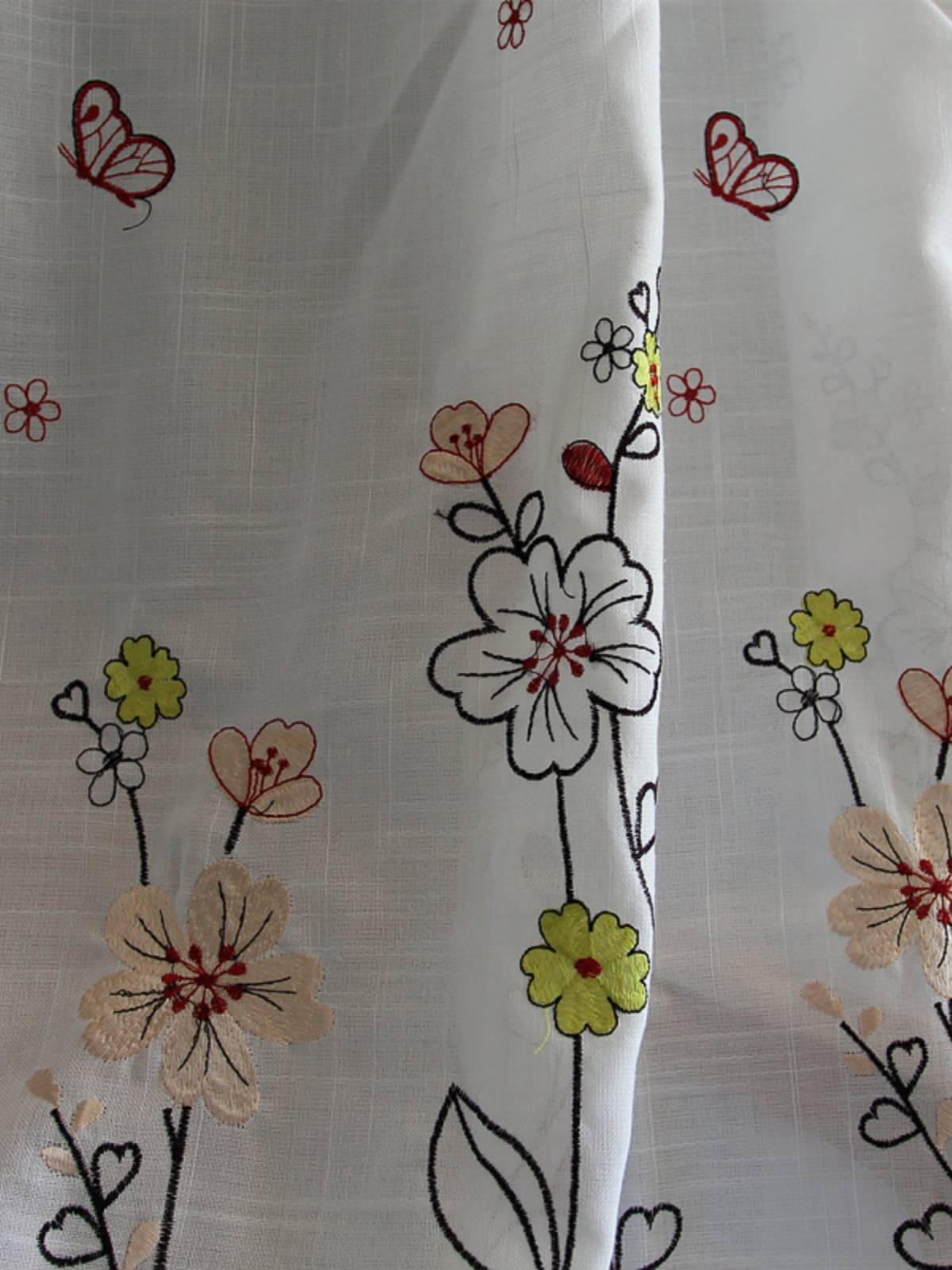 Customized half -shading cleaning hemp embroidery flower simple curtains
