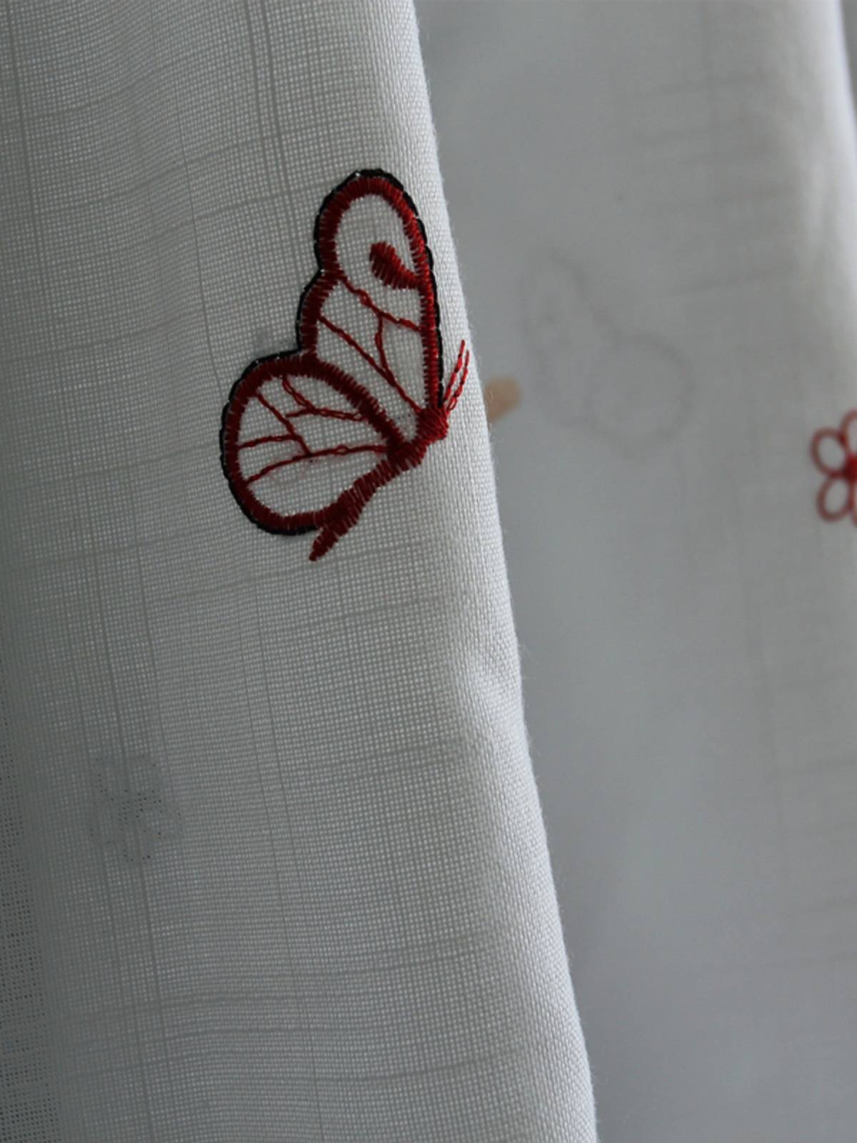 Customized half -shading cleaning hemp embroidery flower simple curtains