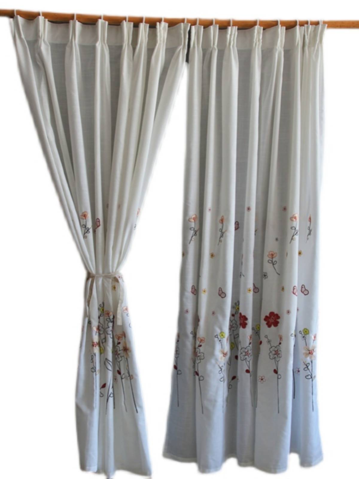 Customized half -shading cleaning hemp embroidery flower simple curtains