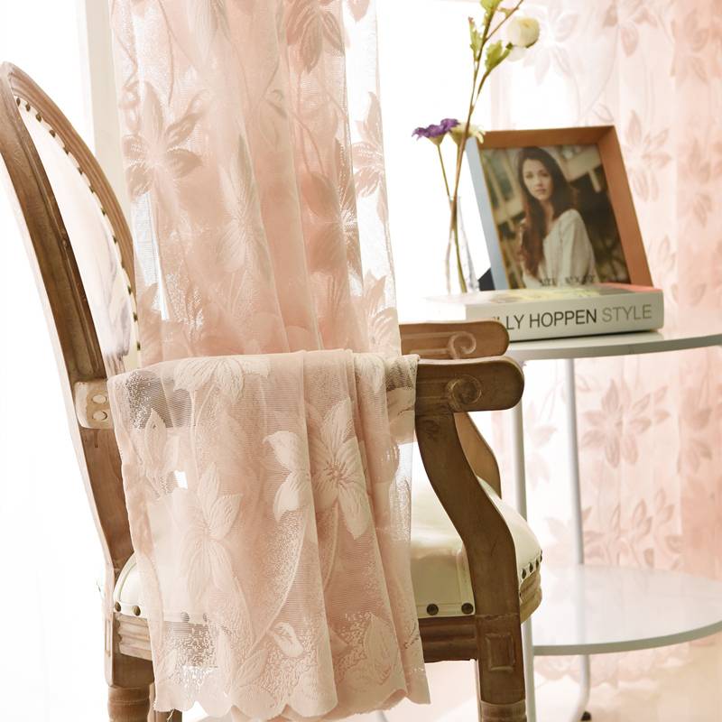 Meat pink curtain lace window screen Korean U -style rural finished hook curtain special price transmittance transmittance of the guest hall balcony