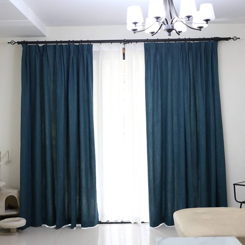 Finished 2 pieces of special offer semi -shading cotton and hemp curtain
