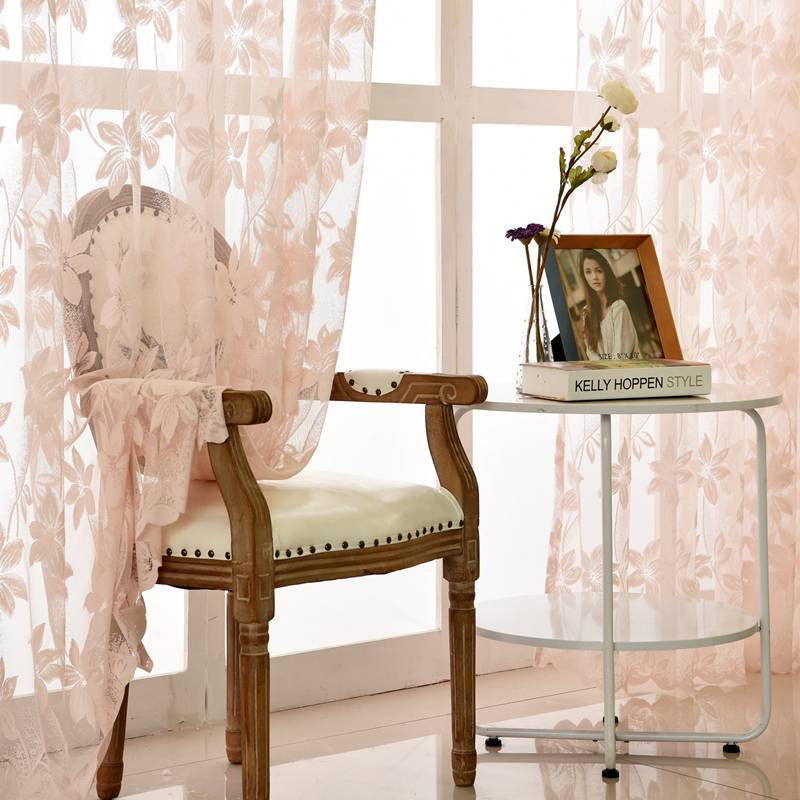 Meat pink curtain lace window screen Korean rural finished product hook curtain special price transmittance transmittance of the guest hall balcony i.