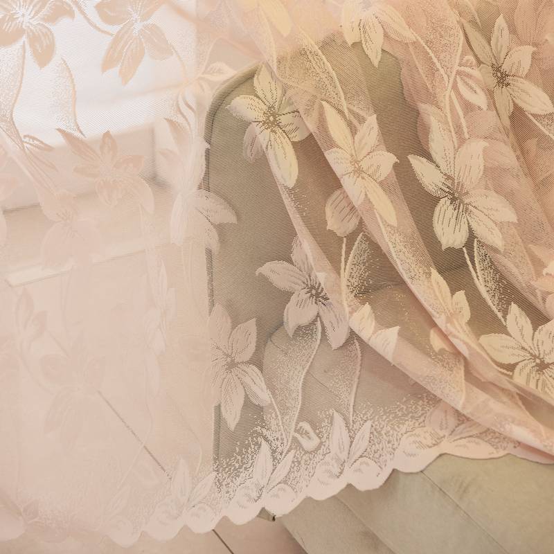 Meat pink curtain lace window screen Korean rural finished product hook curtain special price transmittance transmittance of the guest hall balcony i.