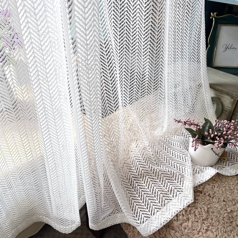 Transmitting Japanese simple white white sand finished curtain