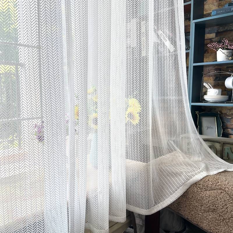 Transmitting Japanese simple white white sand finished curtain