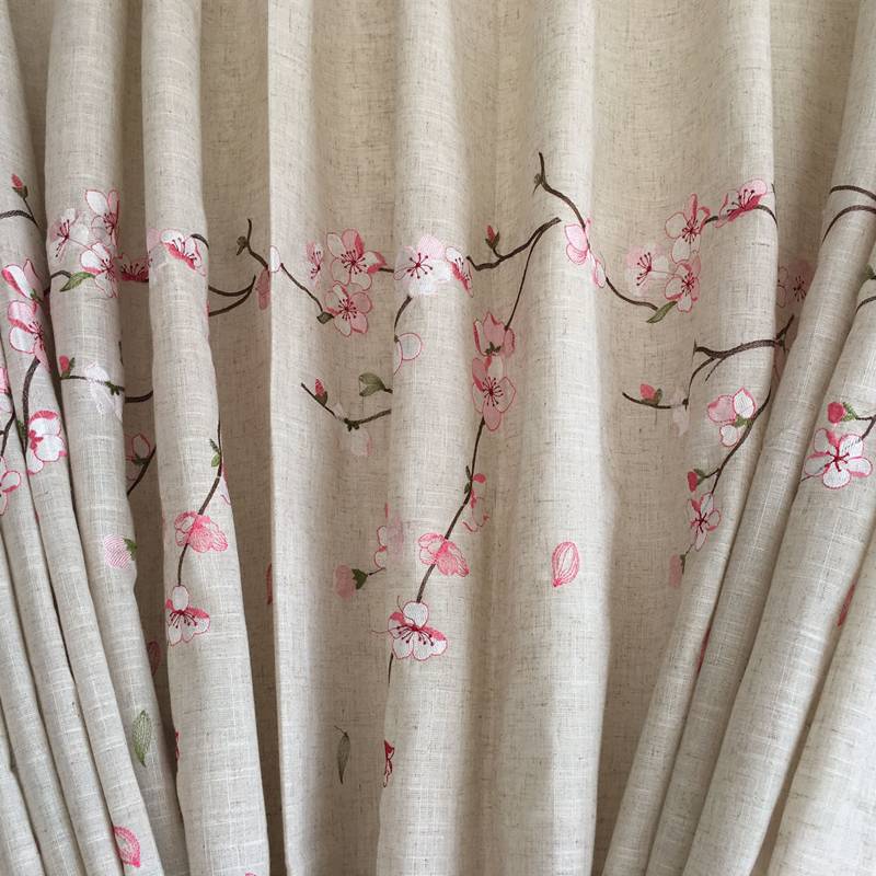 Curtain finished product embroidered hemp, simple modern 2019 new curtain balcony living room bedroom bedroom Nordic window i.