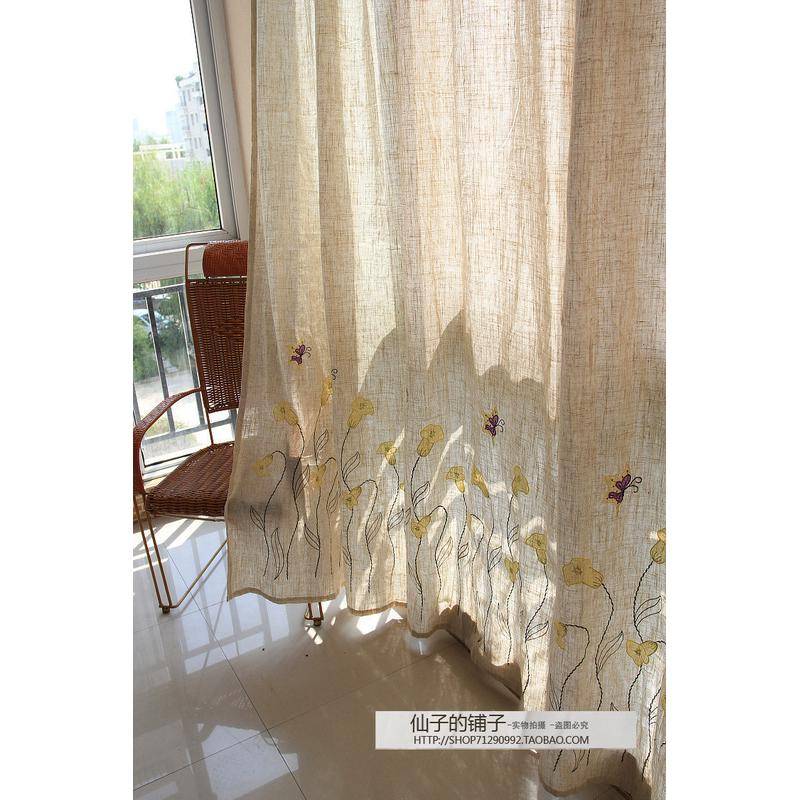 Special offer Maku Lanllo curtain finished garden embroidered flower balcony living room floor -to -ceiling window study hook shading