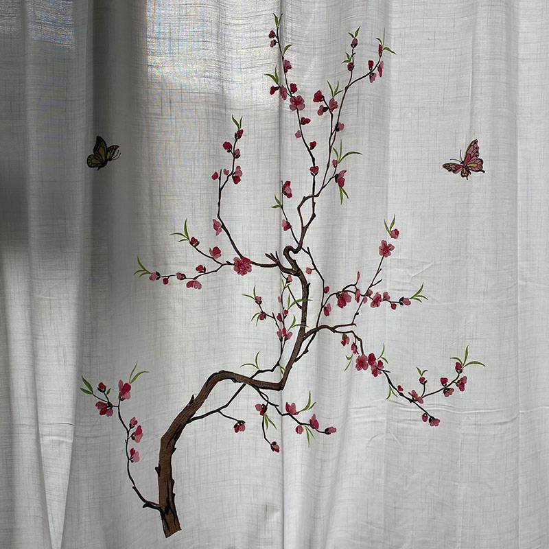 Simple embroidery embroidery curtain finished product hook light -transmitting light and unprepared shadow semi -shaped light platform living room bay window special offer