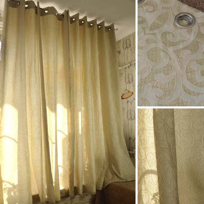 Khaki rental house wrinkled curtain curtain curtain