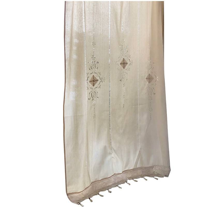 American rural French Mediterranean retro cotton coarse G cloth living room bedroom curtain exit