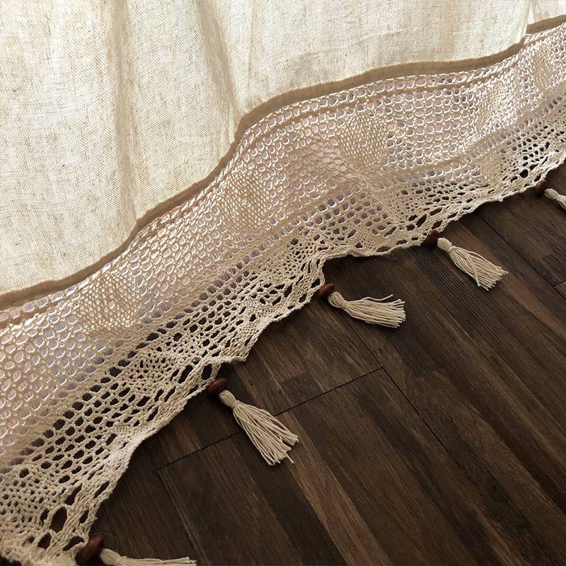 American rural French Mediterranean retro cotton coarse G cloth living room bedroom curtain exit