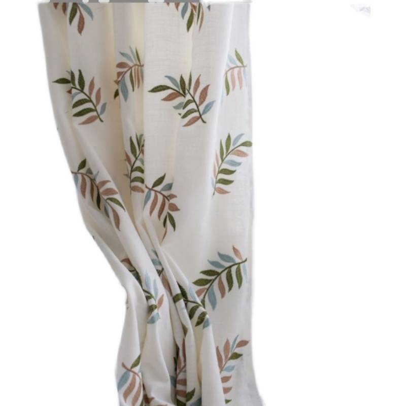 American rural style new Chinese classical Japanese style wind embroidery leaves living room bedroom exit curtain