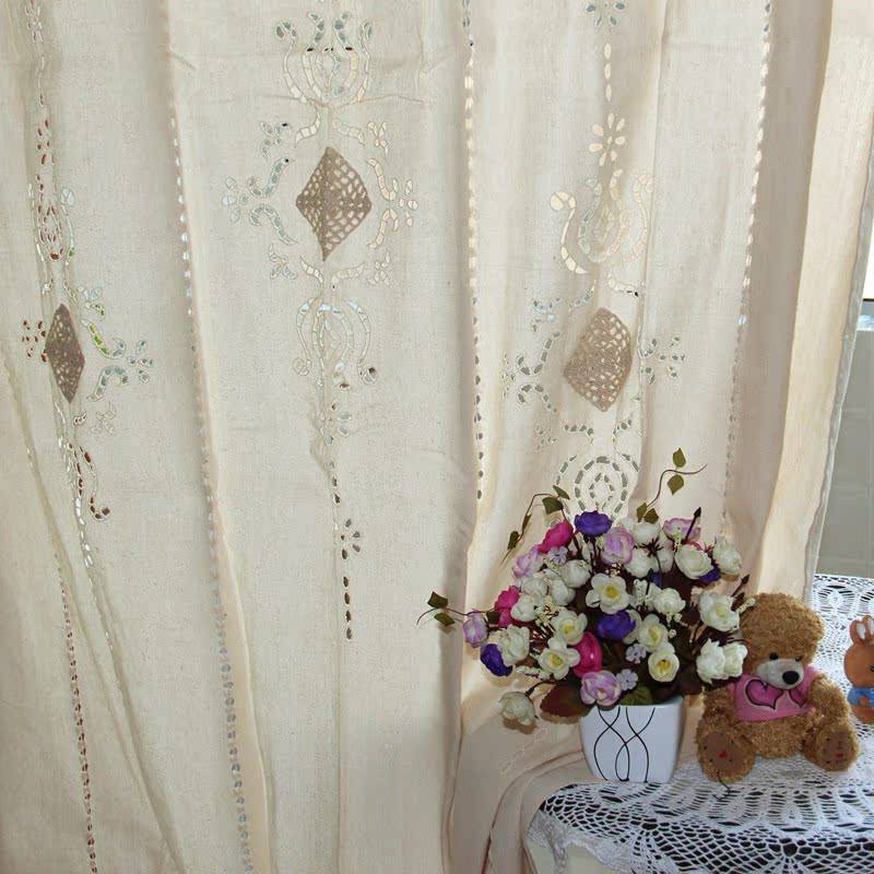 Exit Greece's original single American cotton and linen rough cloth hollow finished curtain bedroom living room living room balcony shading curtains
