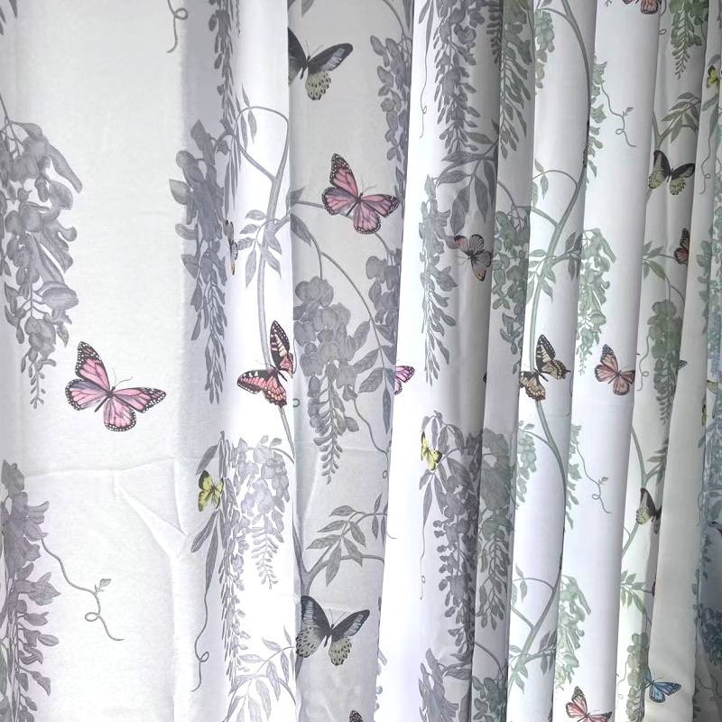 Half -shaped American pastoral perforated style finished curtain