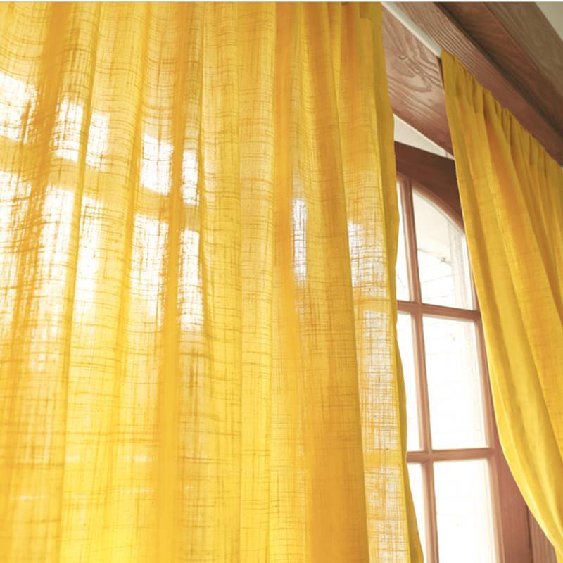 Cotton cloth curtain finished Nordic ginger ginger -yellow living room American rural retro garden style natural linen yarn