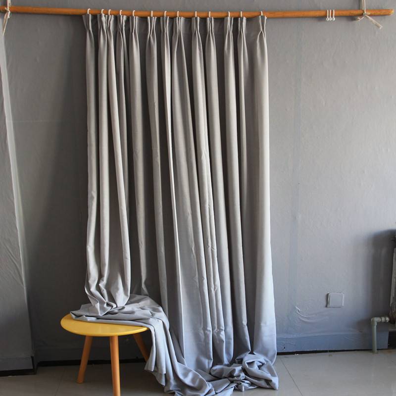 Overnight curtain finished product hemp shading custom rental bedroom living room living room balcony solid color blocked shading