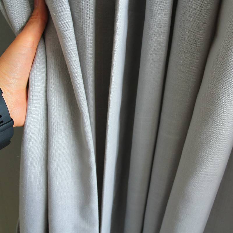 Overnight curtain finished product hemp shading custom rental bedroom living room living room balcony solid color blocked shading