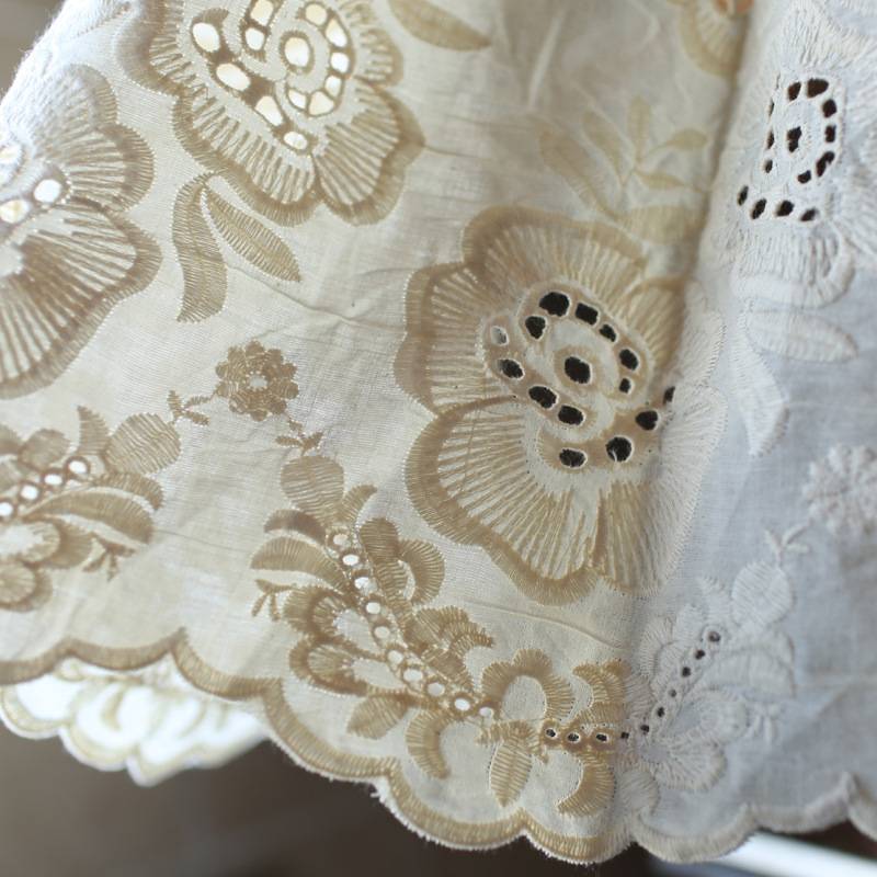 American rural curtain cross -border e -commerce short curtain half curtain coffee curtain half -cut curtain curtain beige embroidered cotton short curtain