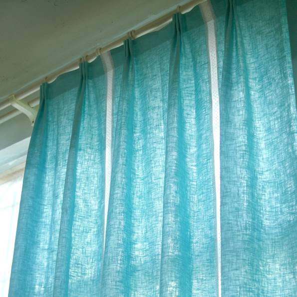 Mediterranean wind, blue pure cotton linen Japanese curtain