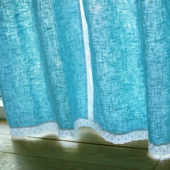 Mediterranean wind, blue pure cotton linen Japanese curtain