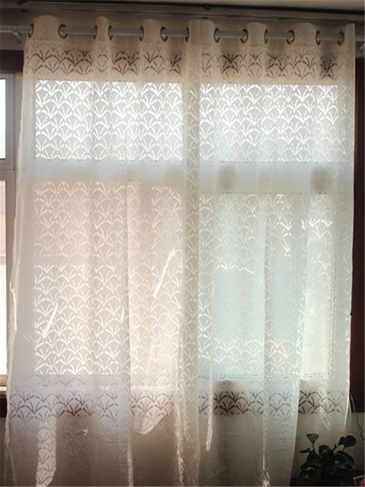 Original single rice white leaves rotten flowers simple modern punch finished product fabric curtain