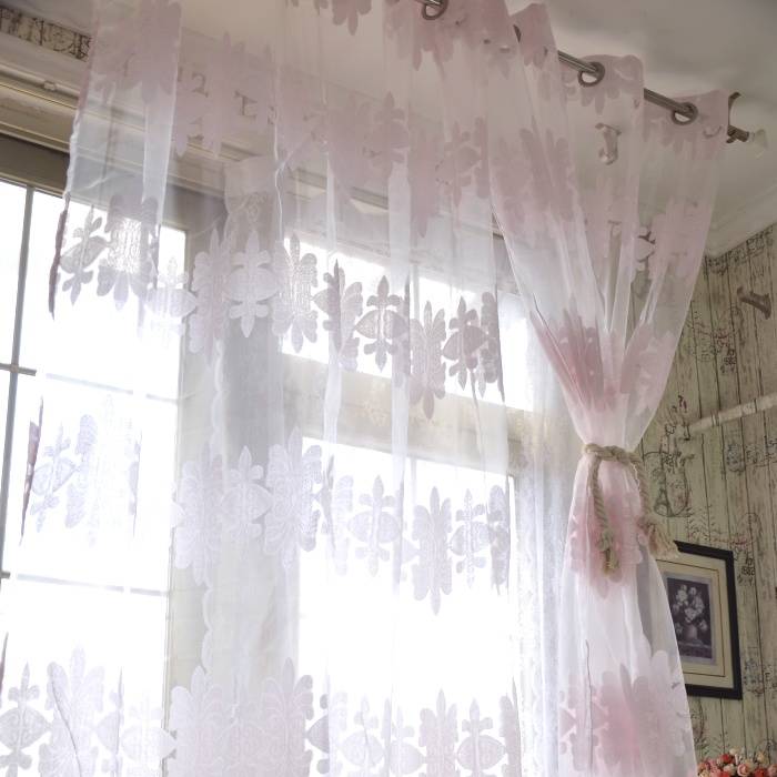 Pink European -style cut flower blooming curtain window screens living room punching finished curtain partition curtain special offer