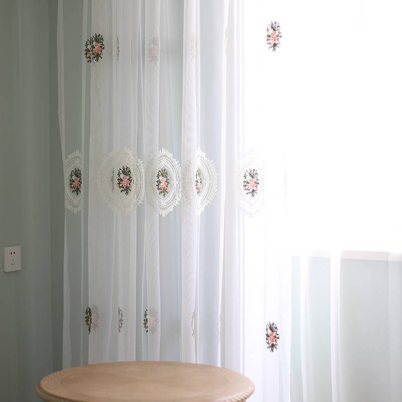 Embroidered screen curtain romantic embroidery gauze European -style embroidery