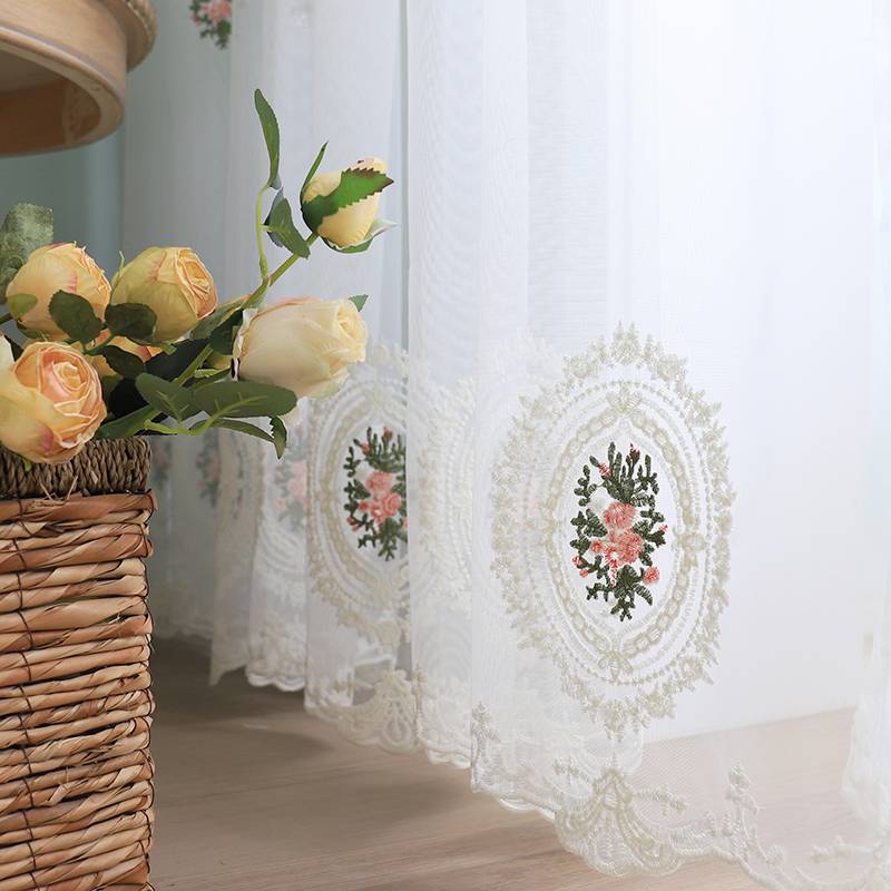 Embroidered screen curtain romantic embroidery gauze European -style embroidery