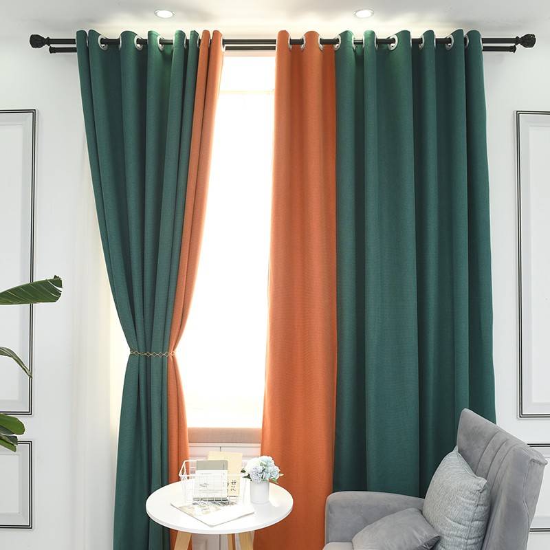 New cotton and linen thickened shading linked punching curtains