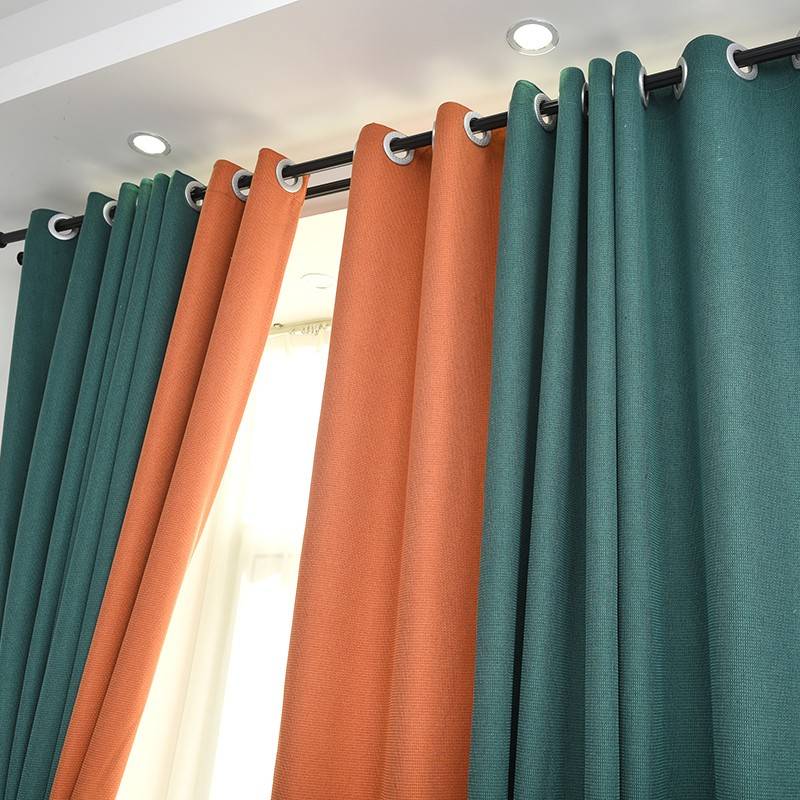 New cotton and linen thickened shading linked punching curtains