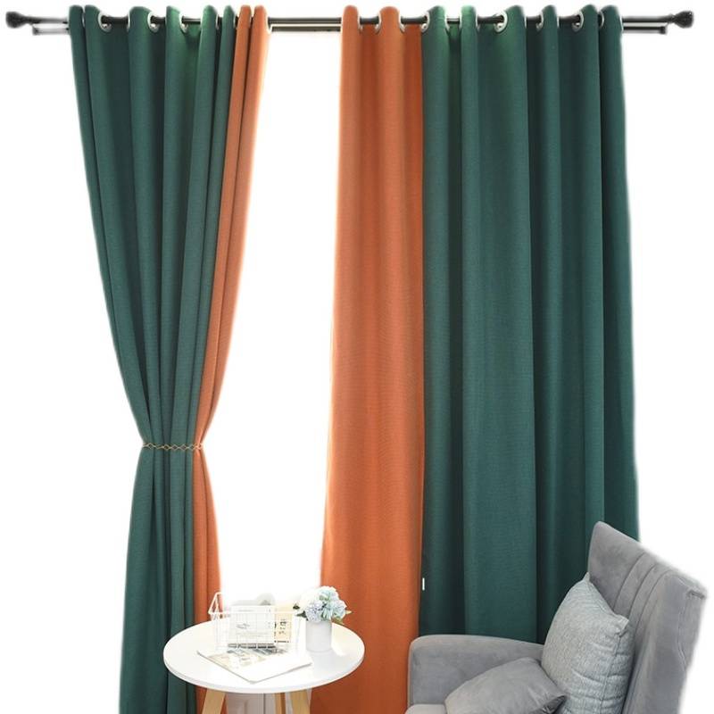 New cotton and linen thickened shading linked punching curtains