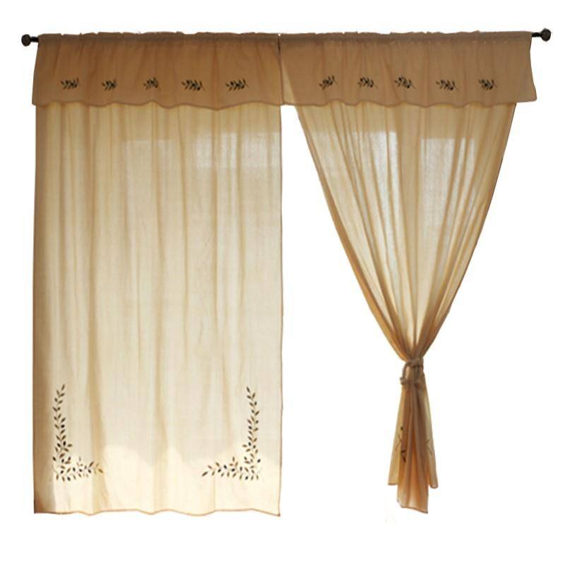 Greek original single American rural window curtain curtain finished bedroom cotton, linen embroidery shading living room curtain
