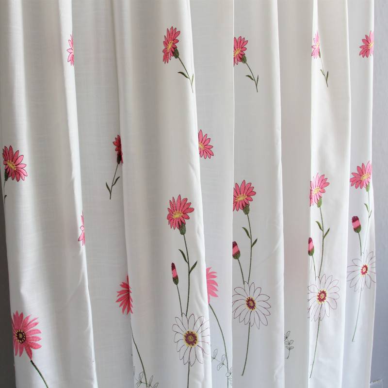 Curtain finished product embroidered flower garden embroidery curtains living room bedroom white curtain cloth fabric curtains can be customized