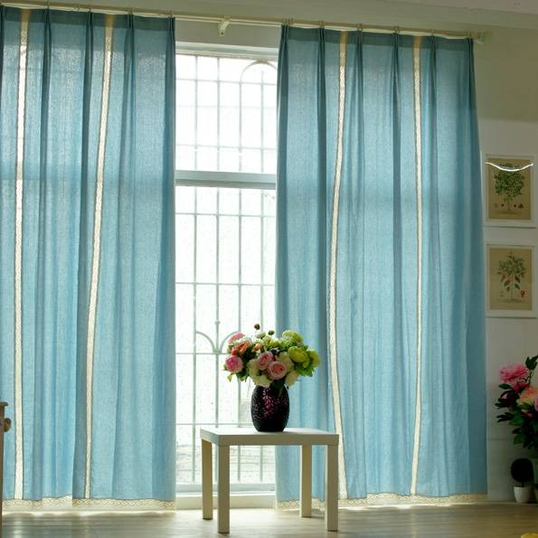 Mediterranean style American half -shading cotton linen curtain