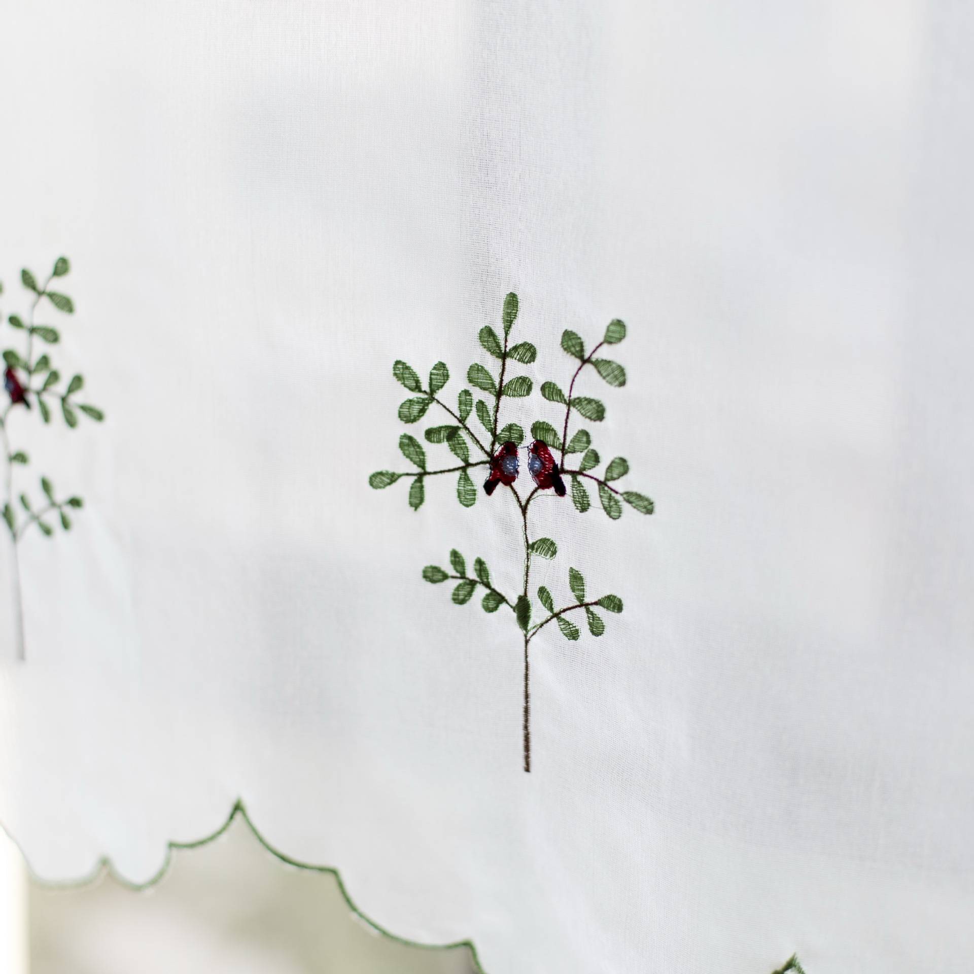Original branches green leaf small bird embroidered white window screen coffee curtain kitchen half curtain door curtain short curtain