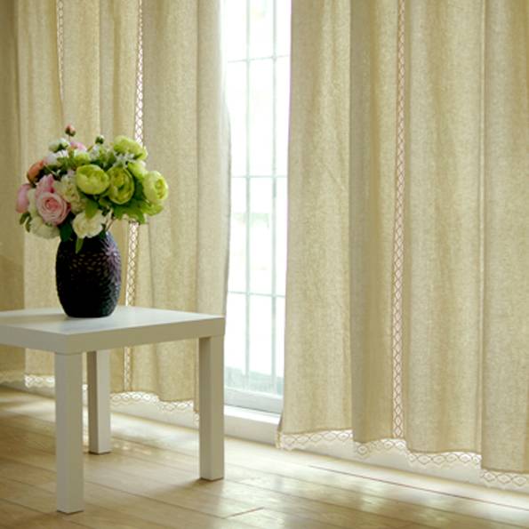 American rural style living room pure cotton stitching finished curtain