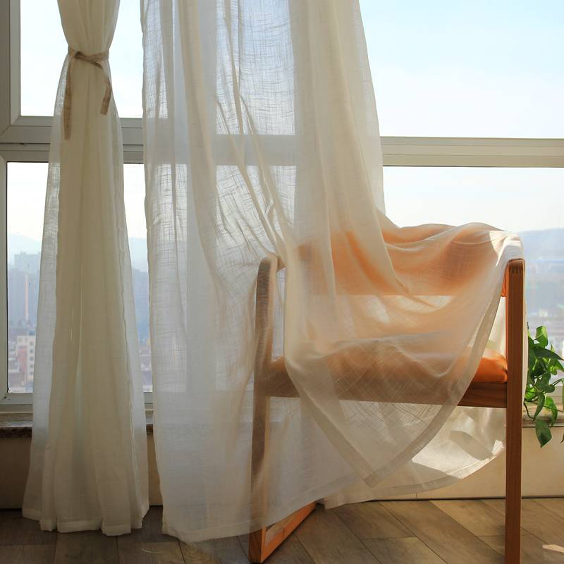 Curtain window screen cross yarn white screen curtain window screen finished white sand floating window balcony semi -shading
