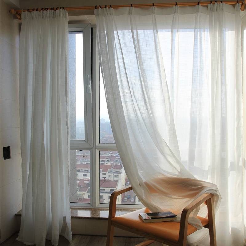 Curtain window screen cross yarn white screen curtain window screen finished white sand floating window balcony semi -shading