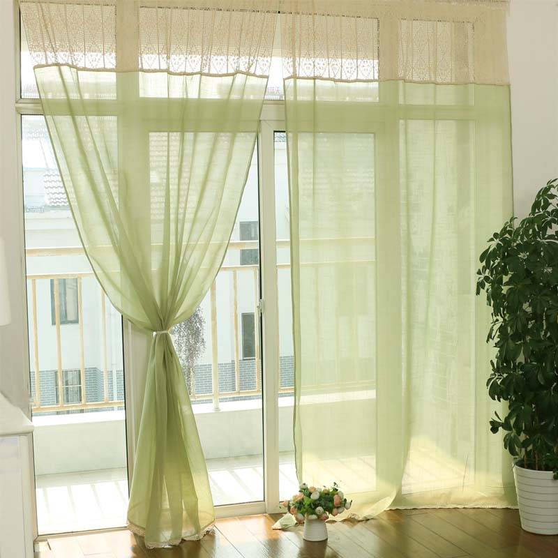 Exit American -style rural bamboo cotton cotton and linen handmade hook needle stitching curtains living room bedroom balcony windows Q.