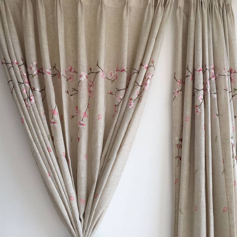 Curtain finished product embroidered hemp cloth simple modern embroidery new curtain balcony living room bedroom bedroom Nordic curtains