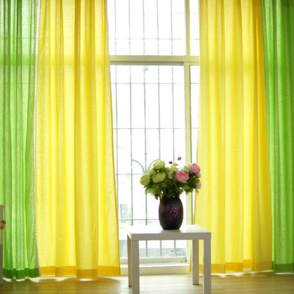 Simple American rural rural rural wind yellow -green curtains