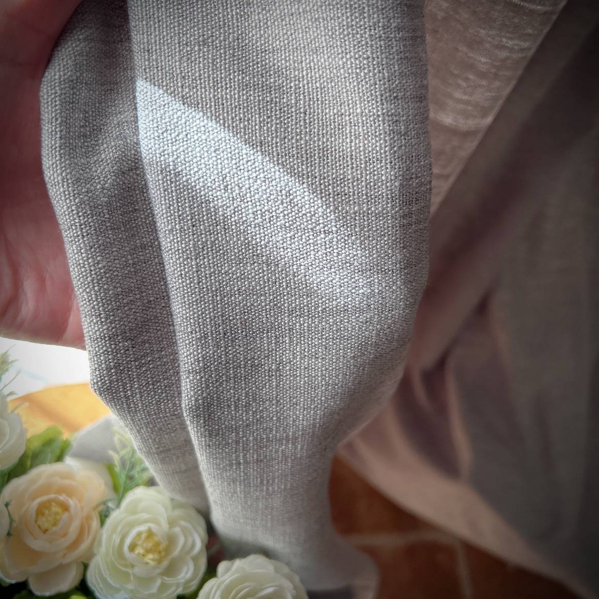 Original cotton and linen fabric gray half -shading light transmittance, unprepatic people living room finished curtain customization