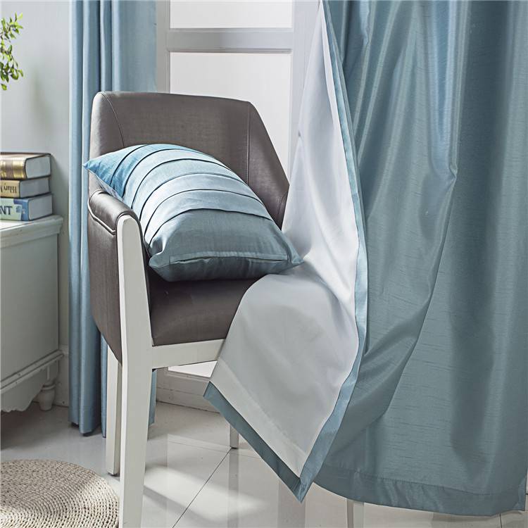 Export oversized stitching Customized solid color high -end simulation silk living room Restaurant floor curtains to Seattle