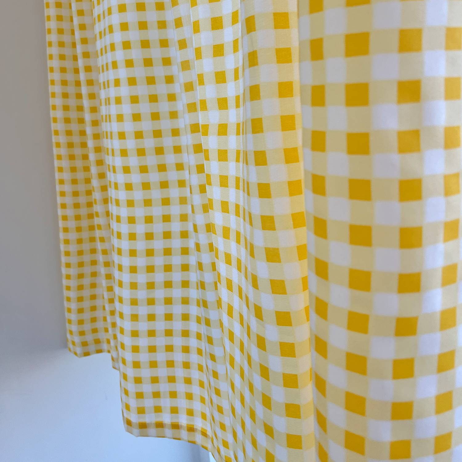 Treatment of rental house hook partition half -curtain small fresh yellow checkered curtain bedroom bay window half -shading short curtain