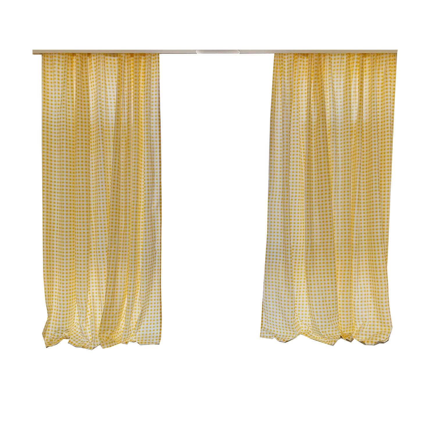 Treatment of rental house hook partition half -curtain small fresh yellow checkered curtain bedroom bay window half -shading short curtain