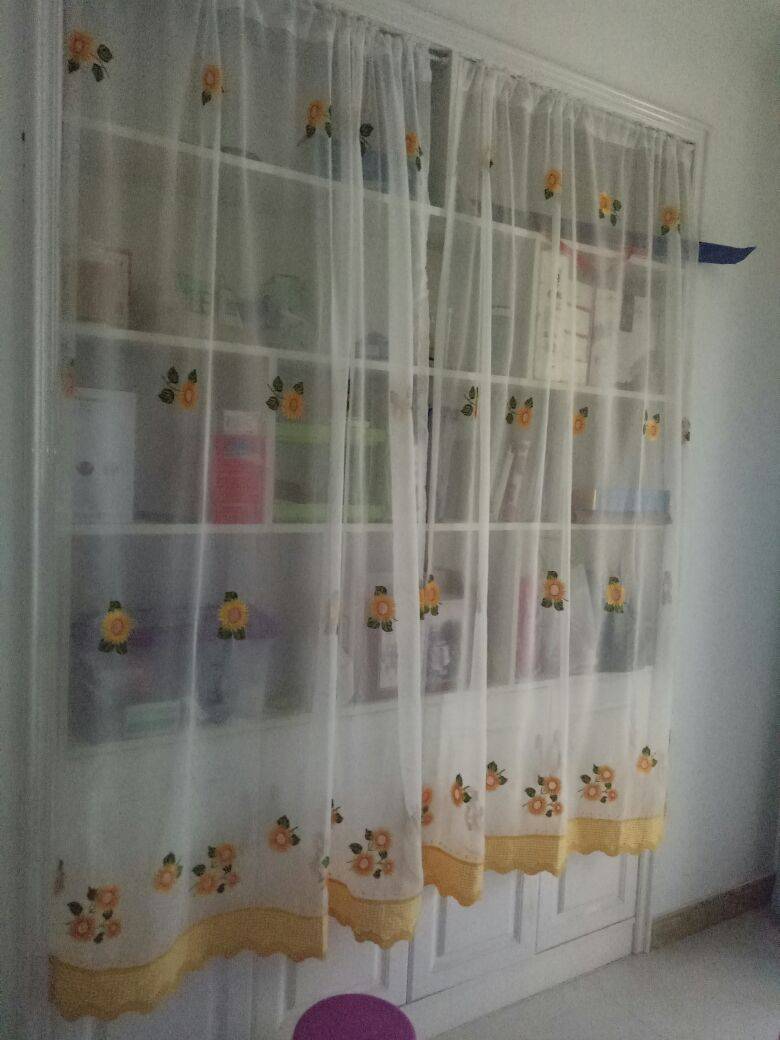 Yellow daisy embroidered flower screen curtain Korean garden beautiful lace embroidery yarn/bedroom/living room/balcony
