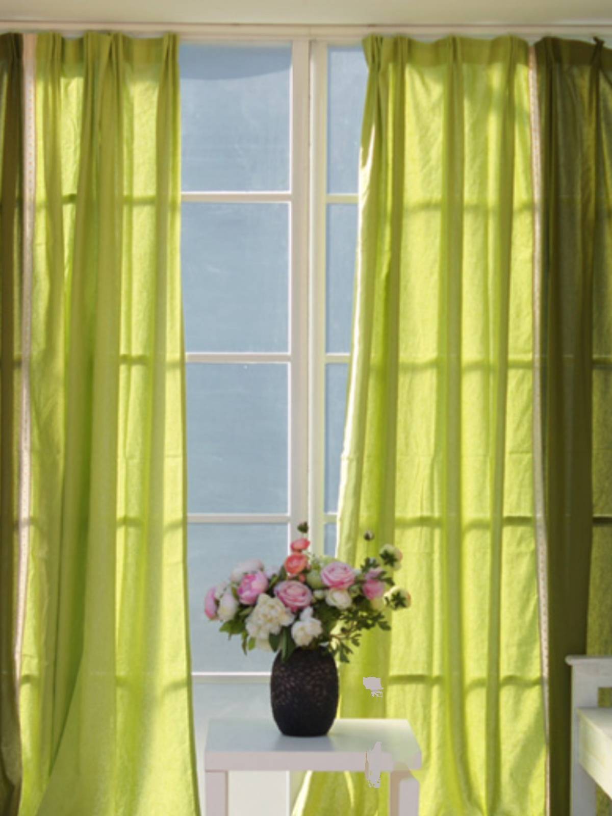 Light green twine cloth minimalist modern wind finished curtain