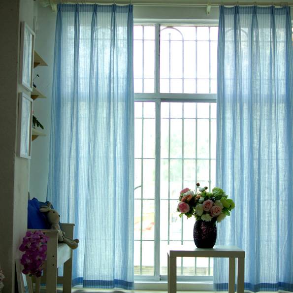 Mediterranean breeze shading finished product striped blue curtains