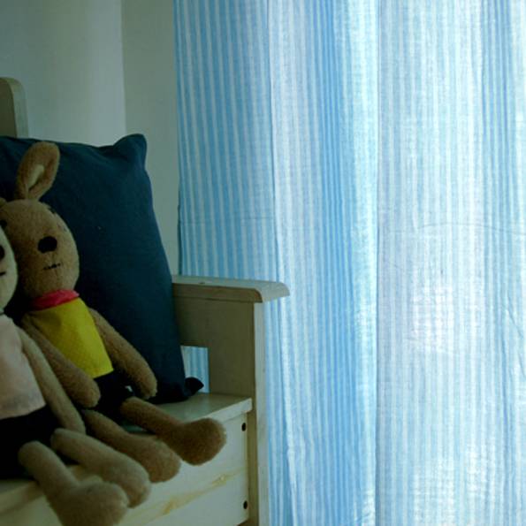 Mediterranean breeze shading finished product striped blue curtains